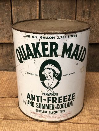 Rare Vintage Quaker Maid Anti Freeze 1 Gallon Gas Station Not Oil Can