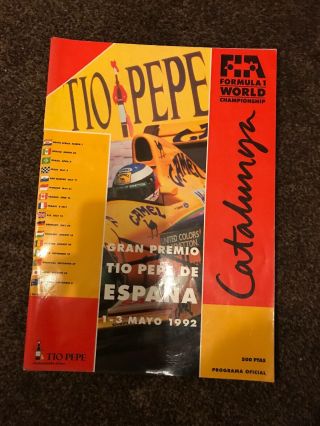 Rare F1 Spain Grand Prix 1992 Programme