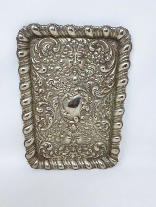 Antique Victorian Green Man Silver Plated Tray 30 X 21 Cms