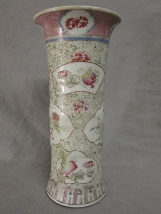 Famille Rose Verte Pomegranate Symbols Chrysanthemum Porcelain Vase Af Restored