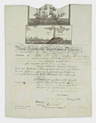 Rare James Monroe And John Quincy Adams Autograph Signed Ship Passport 1823