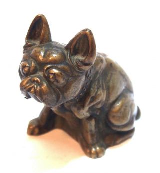 Antique Vintage Early 20th Century Solid Brass French Bulldog Figurine Statue