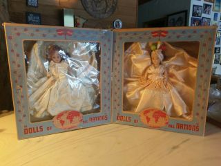 2 Vintage Dolls Of All Nations In Boxes