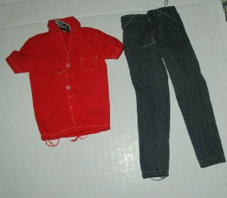 Vintage 1964 1403 Going Bowling Ken Red Shirt & Gray Pants