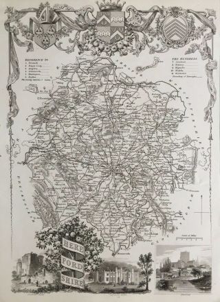 1841 Antique Map; Herefordshire By Thomas Moule
