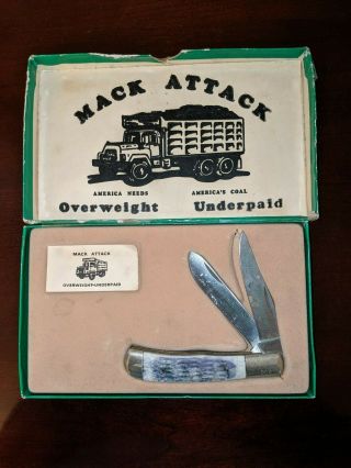 Rare Mack Attack Trucks Pocket Knife W/ Box " Over Weight Under Paid " D To 1000
