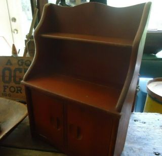 Antique Primitive Wooden Child ' s Stepback Cupboard Old Primitive Child ' s Hutch 3