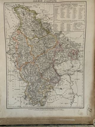 1854 Rhein Province Germany Antique Hand Coloured Map By Carl Flemming