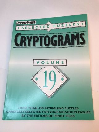 Rare Cryptograms Volume 19 Penny Press Selected Puzzle Htf 1992
