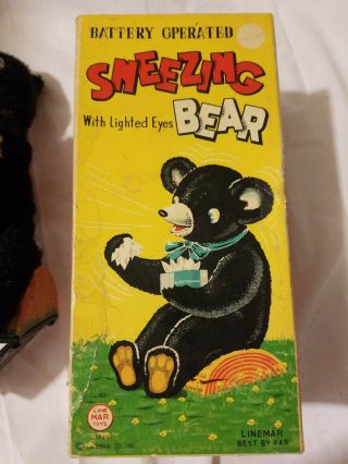 Rare 1950s Linemar Japan Battery Operated Kleenex Sneezing Bear Toy