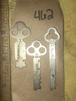 Antique National Cash Register Keys 1,  2,  And 5 Ncr Oem Keys - 462