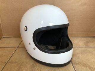 Vintage 1970 Shoei S - 12 Motorcycle Full Face Helmet Large White / Bell Buco