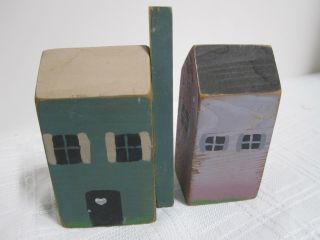 Houses Little Wooden Houses Folk Art Country Primitive Hand Painted Set Of Two