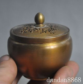 Marked Old Chinese Dynasty Palace Pure Bronze Joss Round Incense Burner Censer