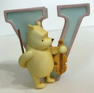 Rare Disney Michel Classic Winnie The Pooh Alphabet Letter " V " Violin Hanging