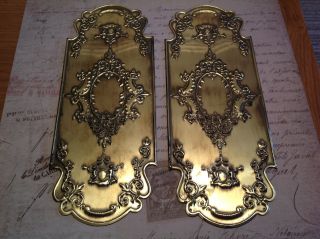 Reclaimed Solid Brass Door Finger Plates Antique Finish Churb Design 1