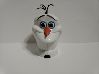 Rare Disney On Ice Frozen Movie Olaf Snowman Plastic Mug Cup With Hinged Lid