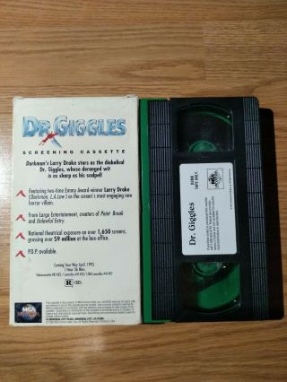 Dr.  Giggles (VHS,  1993) Larry Drake Slasher Horror Rare Demo Screener 2