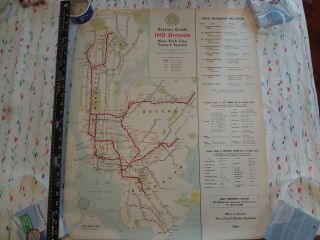 Rare 1948 York City Nyc Subway Ind Brooklyn Map 23 X 28