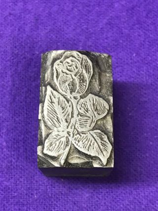 Rose - Antique - Printers Block - Engraved On Solid Steel Block