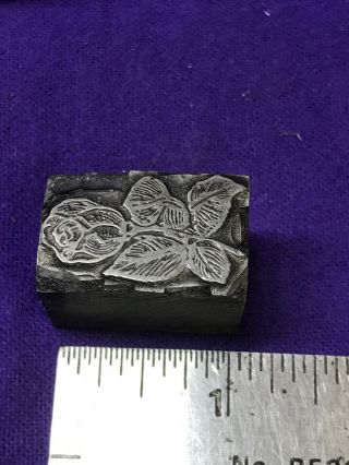 ROSE - Antique - printers BLOCK - Engraved On Solid Steel Block 2