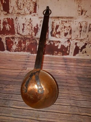 Antique Old Arts And Crafts Copper Wrought Iron Cooking Spoon Ladle Kitchen
