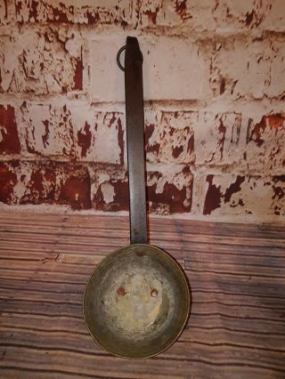 Antique Old Arts And Crafts Copper Wrought Iron Cooking Spoon Ladle Kitchen 2
