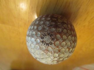 Antique Golf Ball " Silver King " Gutty Bramble Mesh Hickory Era 1900s