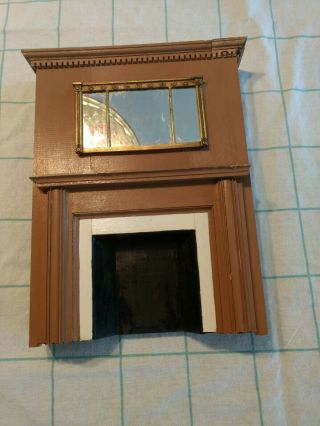 Vintage Handmade Fireplace Mantel With Mirror.  9 " Tall By 7 Wide.  Needs Base.