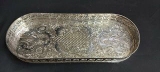 An Antique Silver Plated Chased Gallery Tray By Viners Of Sheffield. 3
