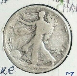 1916 D Liberty Walking Half Dollar - Rare Date