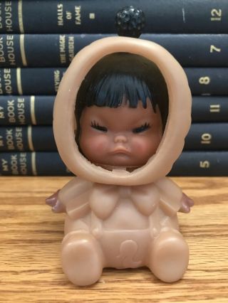 Vintage 3 Face Moody Cuties Hong Kong Rubber Doll Toy Eskimo? 3