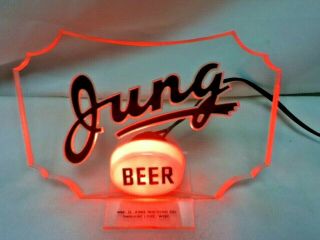 William G.  Jung Beer Sign Rare Vintage Light 1933 1935 Acrylic Reverse Painted