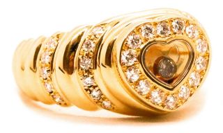 Chopard Paris Happy Diamonds Heart Shape 18 Kt Gold Ring Rare Signed