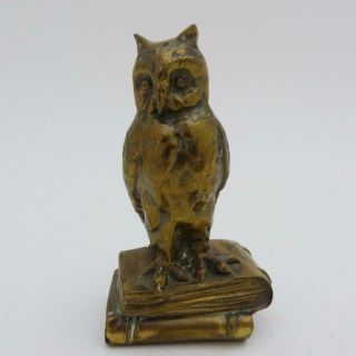 Antique Austrian Vienna Bronze Figure Of An Owl Perched On Books,  19th Century