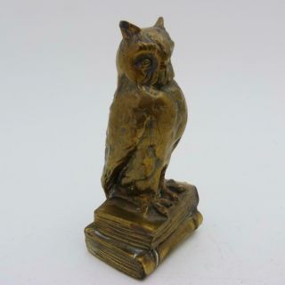 ANTIQUE AUSTRIAN VIENNA BRONZE FIGURE OF AN OWL PERCHED ON BOOKS,  19TH CENTURY 2