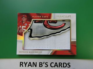 Patrick Mahomes 2017 Immaculate Player Caps Jumbo Patch Rc 1/4 Rare Ssp Sick