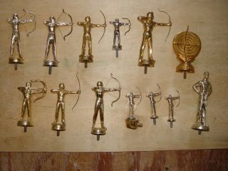 Vintage Archery Trophy Figures Assorted Bundle Of 13 Metal Figures 1950 