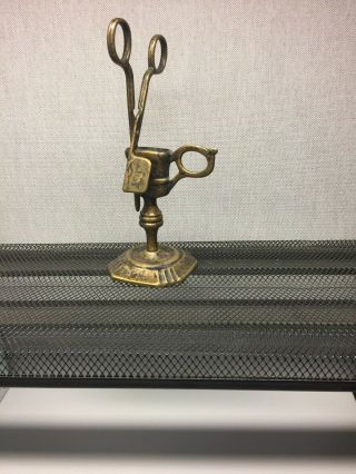 Vintage Brass Candle Snuffer Scissors With Stand Made In Italy Italian Antique