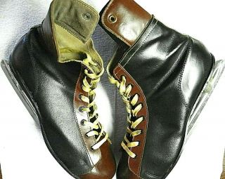 Vintage Rare Clipper Steel Shank Leather Ice Hockey Skates Size 12 Black/brown