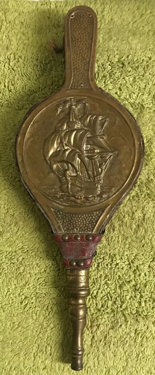 Bellow Nautical Ship Vintage Brass Embossed Air Blower / Fire Place Gift
