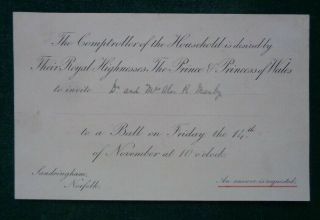 Antique Royal Invitation To A Ball Hosted By Prince Wales King Edward Vii Manby