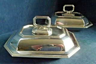 Good Pair Large 10 " Silver Plated Serving Dishes C1890 By Goldsmiths