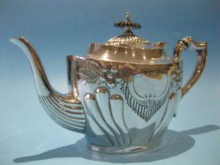 Quality Antique Silver Plated Ornate Repousse Victorian Teapot
