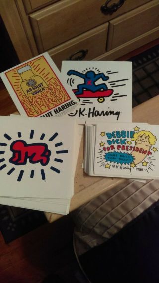 Rare 3 Keith Haring Sticker Decals,  1 Absolute Haring Postcard Pop Shop Nyc