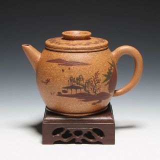 Oldzisha - Rare China Yixing Zisha Pottery Choice Clay Old 320cc Painted Teapot