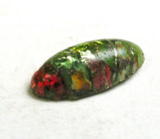 Antique Leo Popper Glass Button Green & Red Spindle Design - 7/16 "