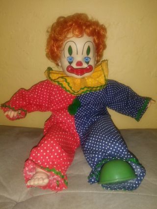 Vintage 1981 Gatabox Perfekta Clown In Red And Blue Outfit Orange Hair Shoes