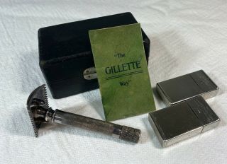 Vintage Safety Razor - Rare Pre - 1904 Gillette Double Ring Pat.  Apl 
