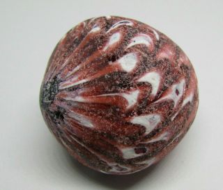 Murano Beach Sea Glass Art Venice Italy Rare Raspberry Red White Feather